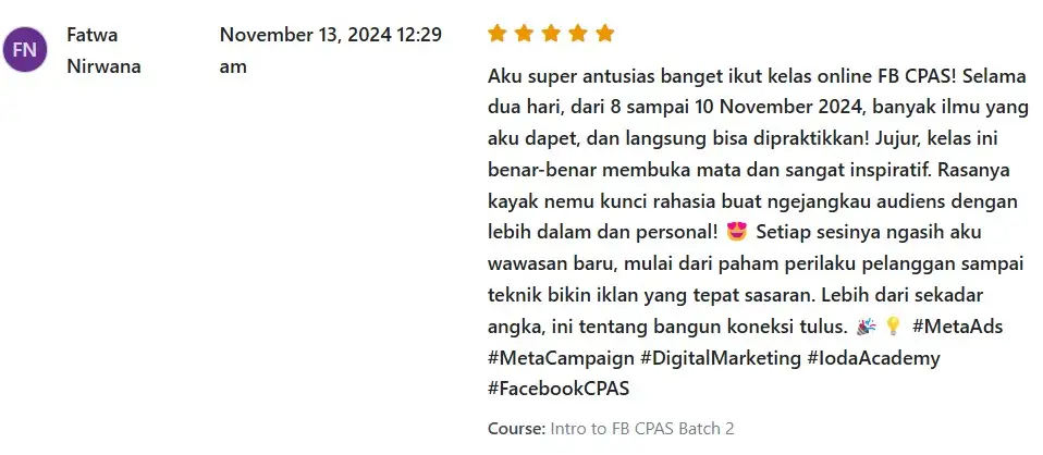 Testimonial FB CPAS IODA