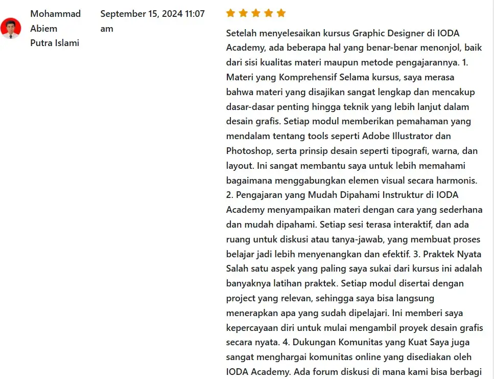 Testimonial Graphic Designer IODA